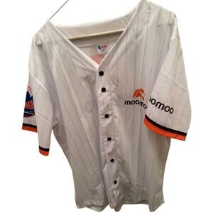 Coyote Moomoo Bull New York NY Mets Baseball Jersey White Orange Black Size XL